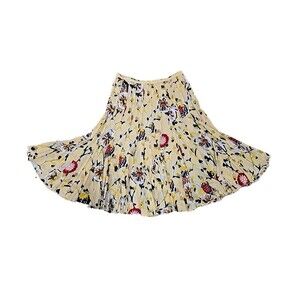 Yellow Floral Skirt Womens 10 Cotton Floral Lined Flare Nue Options Cottagecore